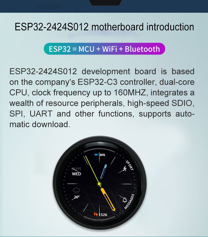 1.28-inch ESP32 white shell CTP LCD tft display capacitive touch