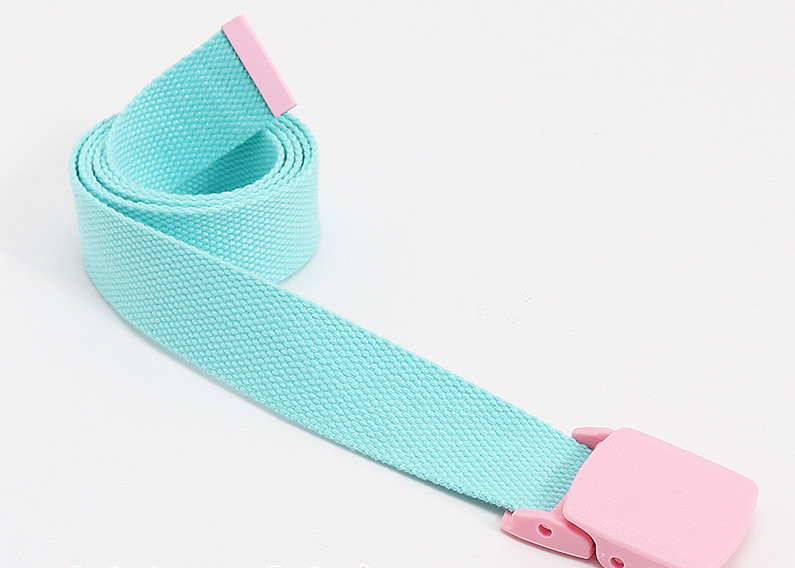 Candy Color Cotton 120cm Length Knitted Belt Alloy Buckle Woven Canvas Belt