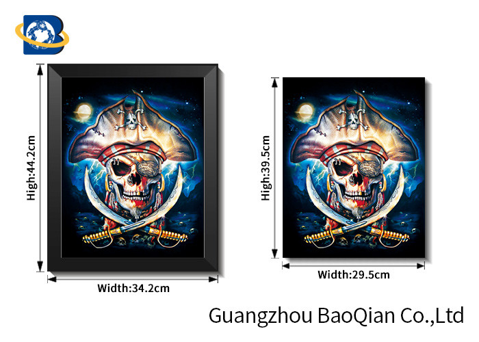 Amazing Skull 3d Picture With Black Frame , Depth 3d Stereograph Printing