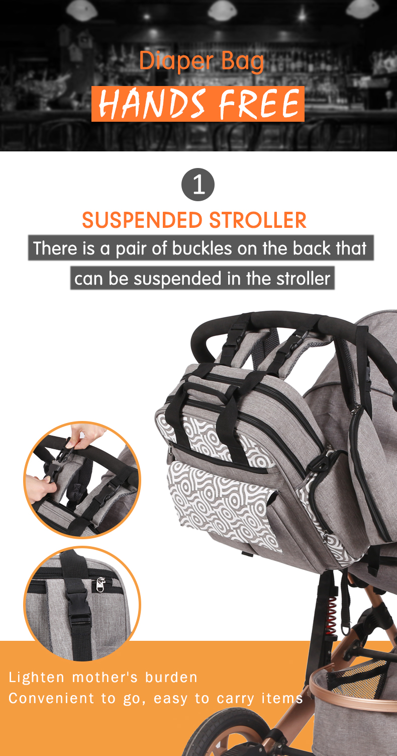 Large Capacity Maternity Mummy Diaper Bag Multi-functional Travel Backpack with Stroller Strap with Changing Station