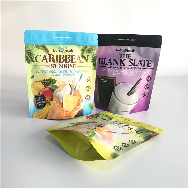 200g Aluminum Zipper Stand Up Pouches Packing Custom Gravure Printing For Protein