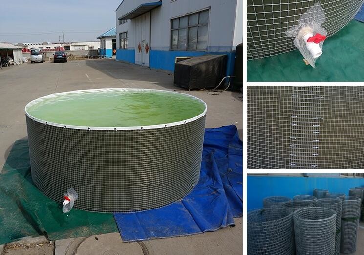 Foldable Steel Mesh Tarpaulin Fish Tank For Fish Feeding , 10000 L Volume Fish Pond Plastic Tank