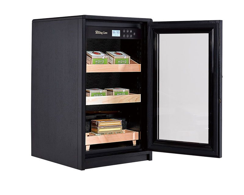 Cedar Wood Shelves Single Glass Door Cigar Cooler Cabinet With Humidity Control