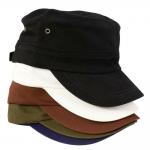 Vintage Cotton Flat Top Military Cap Solid Color Summer Autumn Spring Visor Hat