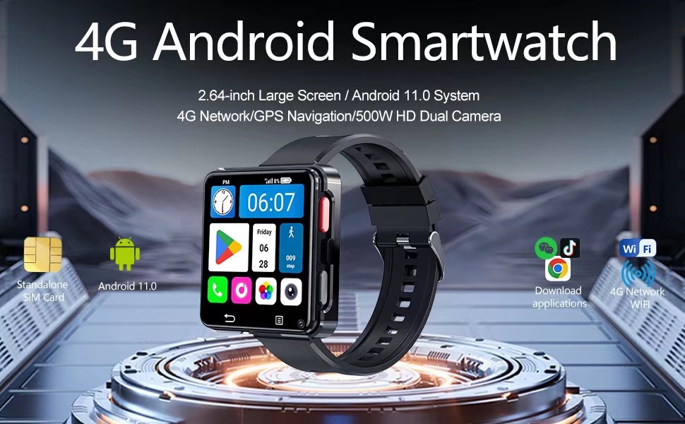 S998 Smart Watch Android 11 3GB+32GB 5G Smartwatch Video Call With Wifi 2.64inch Screen