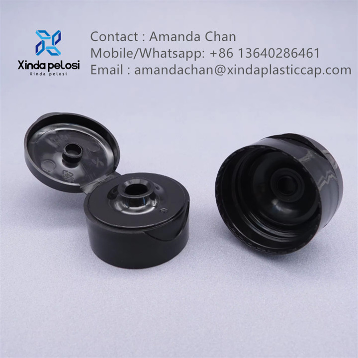 Cosmetic Flip Top Caps Plastic Spray Bottle Cap Shiny Black Plastic Snap Top Cap