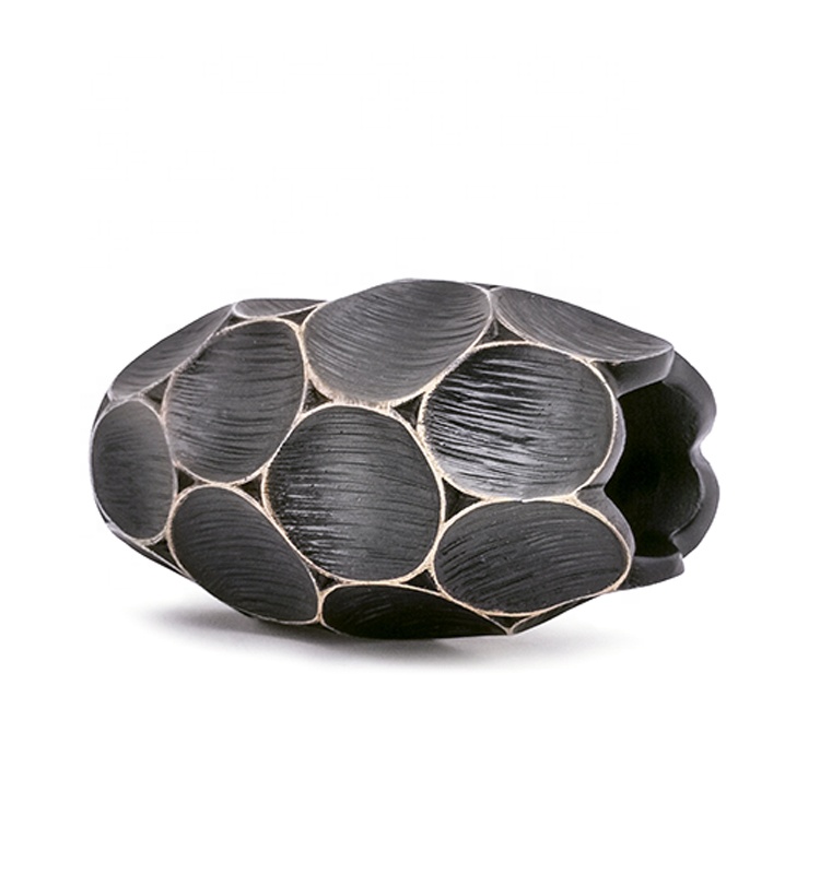 Luxury Polyresin Vase for Party Table Decor High Quality Creative Geometric Shape Black Flower/succulent Pots Round Modern