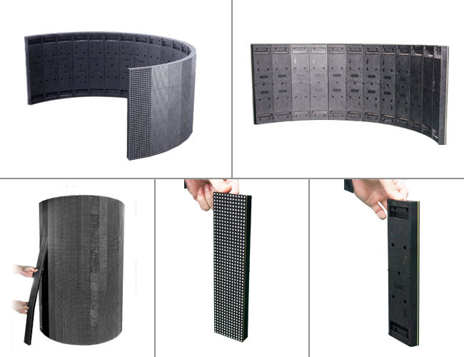 Curved Cylinder LED Screen Curtain , Waterproof LED Display Full Color 8Kg / Panel