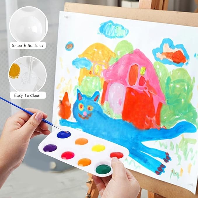 Rectangular White Plastic Paint Pallets With Hanging Hole For Kids Student Artist