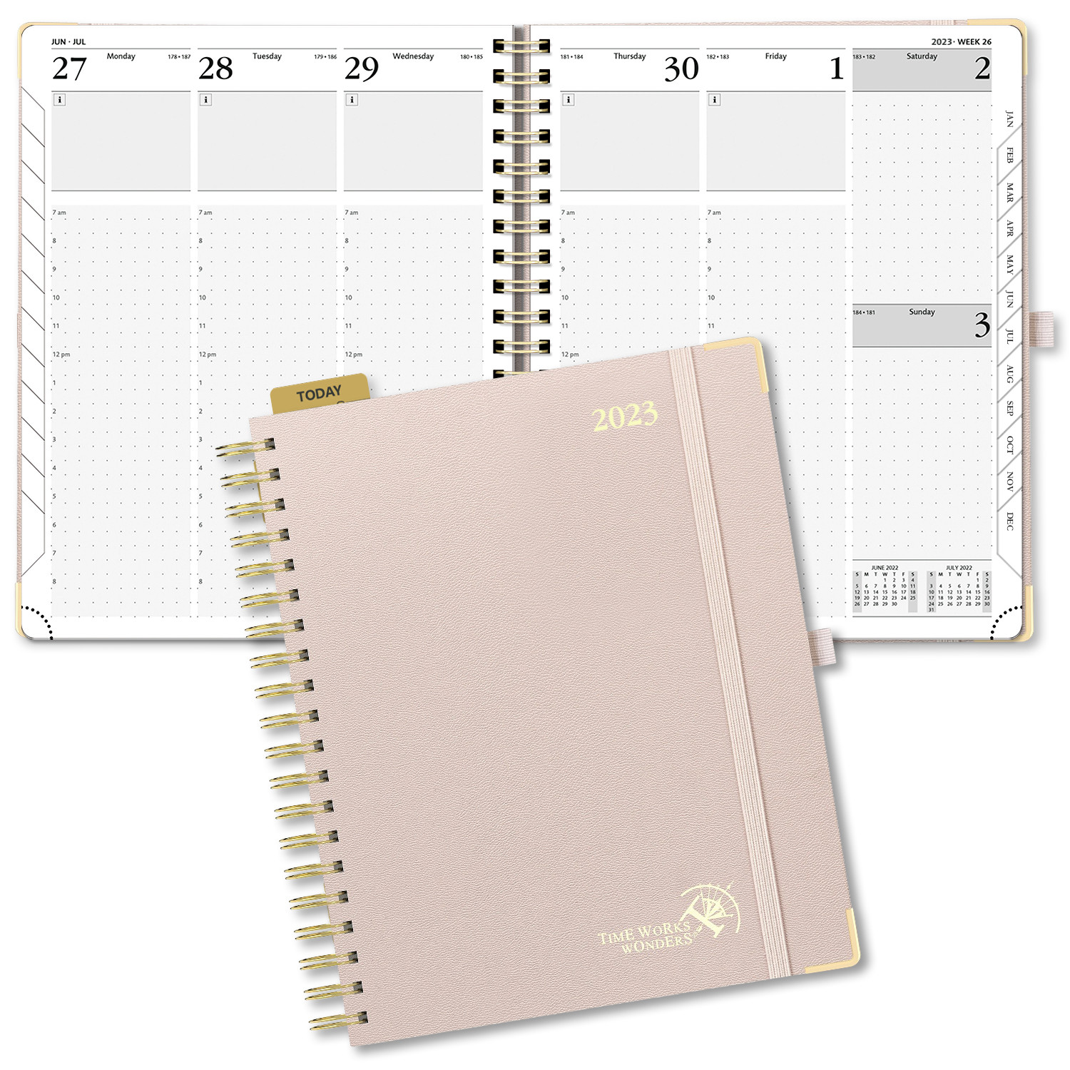 Custom 6.5x8.5 Inch Daily Weekly Schedule 2023 Monthly Yearly Planner Light Pink