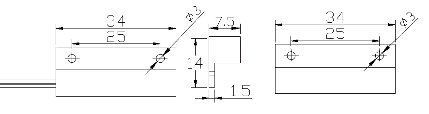 Surfaced Mount Magnetic Door Switch Sensor In dimension 34*14*7.5mm ideal for wood door or window