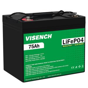 Visench 5000 Deep Cycle 12V 75Ah Lithium Iron Phosphate Battery Lifepo4 Battery