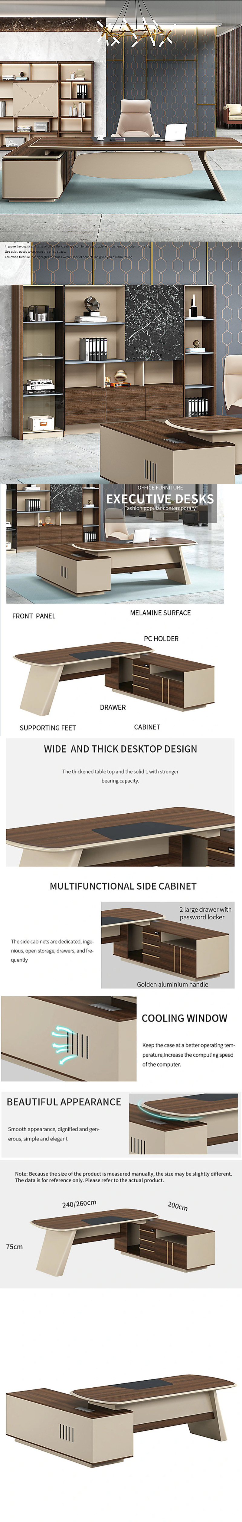 Tech Modern Home Administrative Desk Office Chair Combination for School Lounge Areas