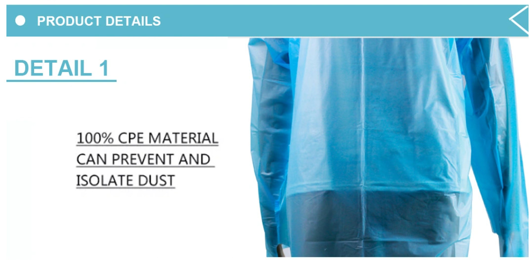 Customized Protective Disposable CPE Gown For Surgical Laboratory