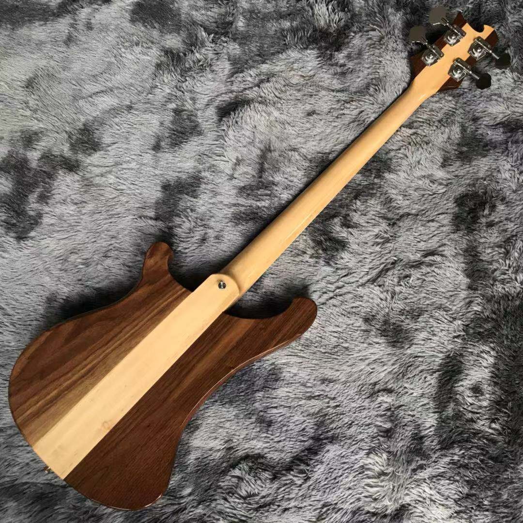 Custom Walnut Wood Neck Through Body Electric Bass with Active Pickup 4 Strings