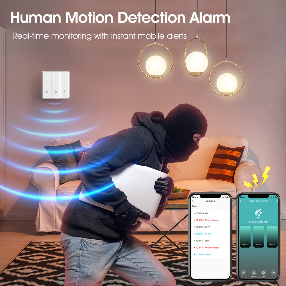 Tuya ZigBee Radar Motion Sensor Switch Sensing No Neutral Smart Home EU Wall Light Button Off No Capacitor Timing App