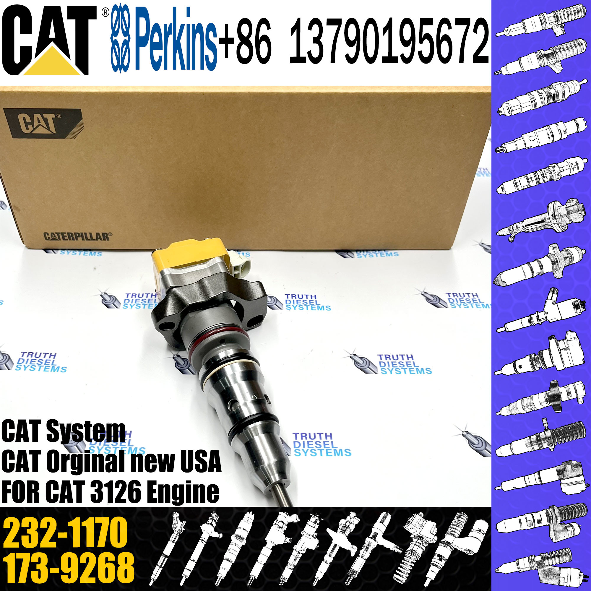 Diesel fuel injector 232-1170 173-9268 232-1171 162-9610 174-7527 232-1183 for C-A-T 3126 Diesel Engine