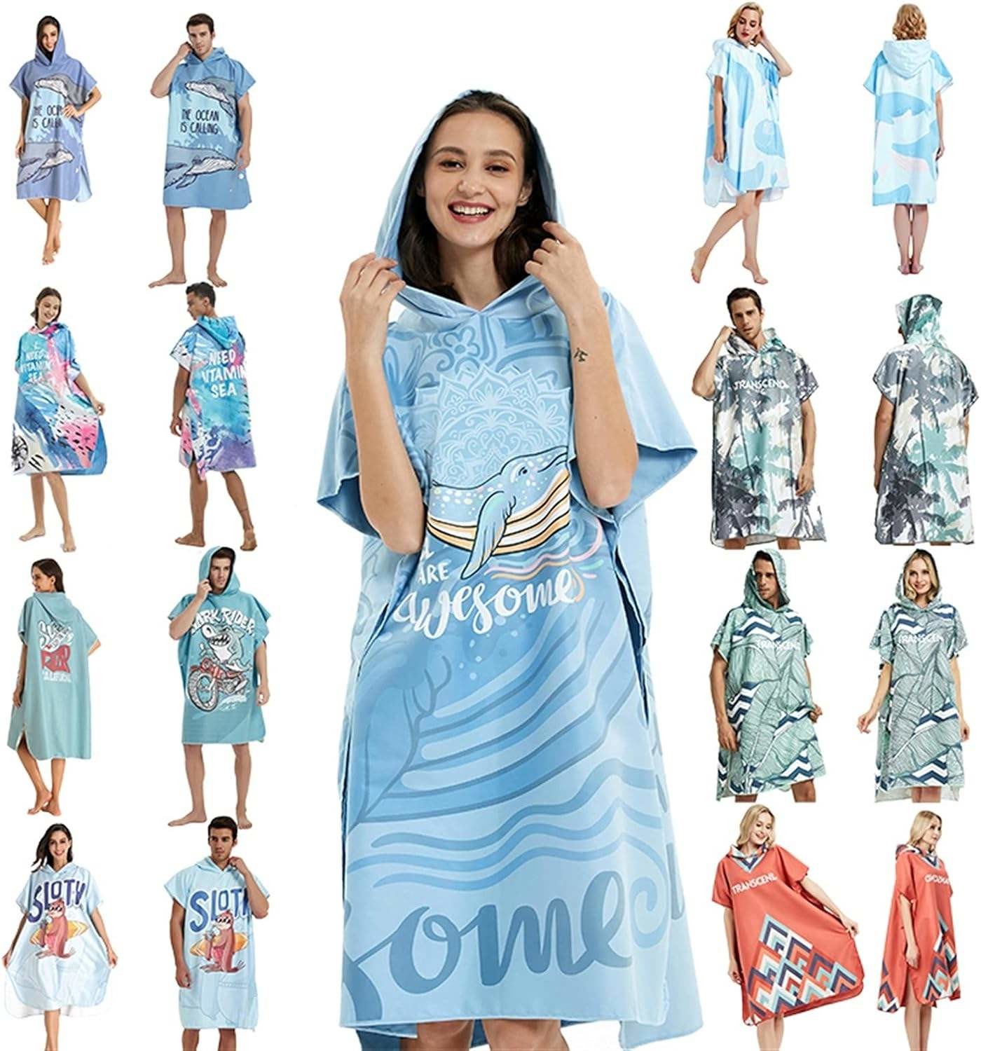 Luxury Muslin Hooded Sand Free Kids Robe Poncho Beach Towels