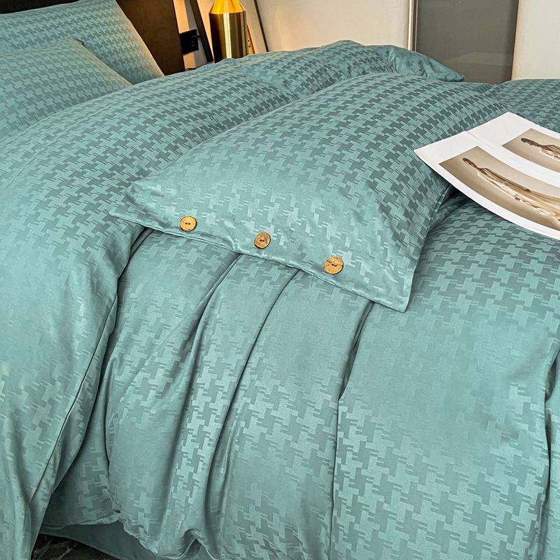 Add a Touch of Luxury to Your Bedroom with this Satin Jacquard Four Piece Bedding Set