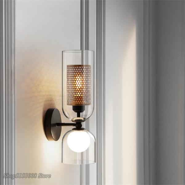 Nordic Iron Net Glass Wall Lamps Hotel Cafe Corridor Aisle Modern LED Wall light