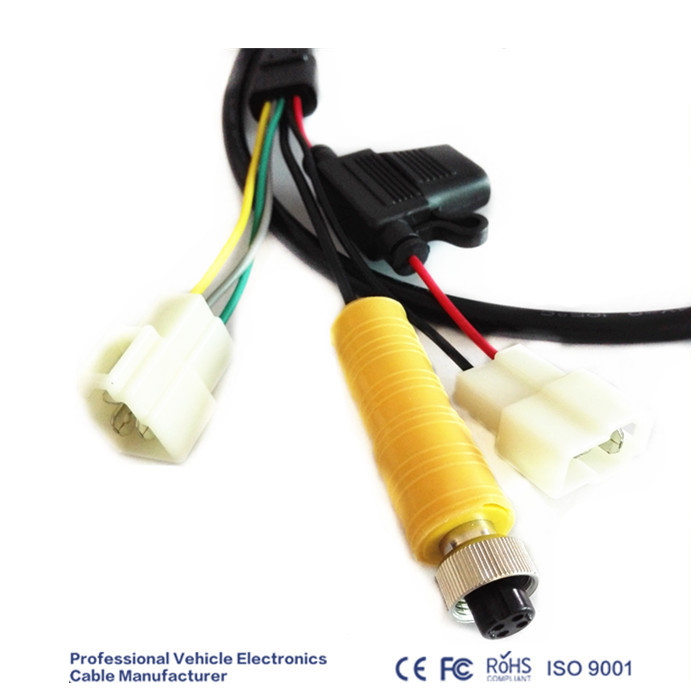 Rear View Camera System Audio Video Cable Waterproof 4 Pin Aviation to Rca