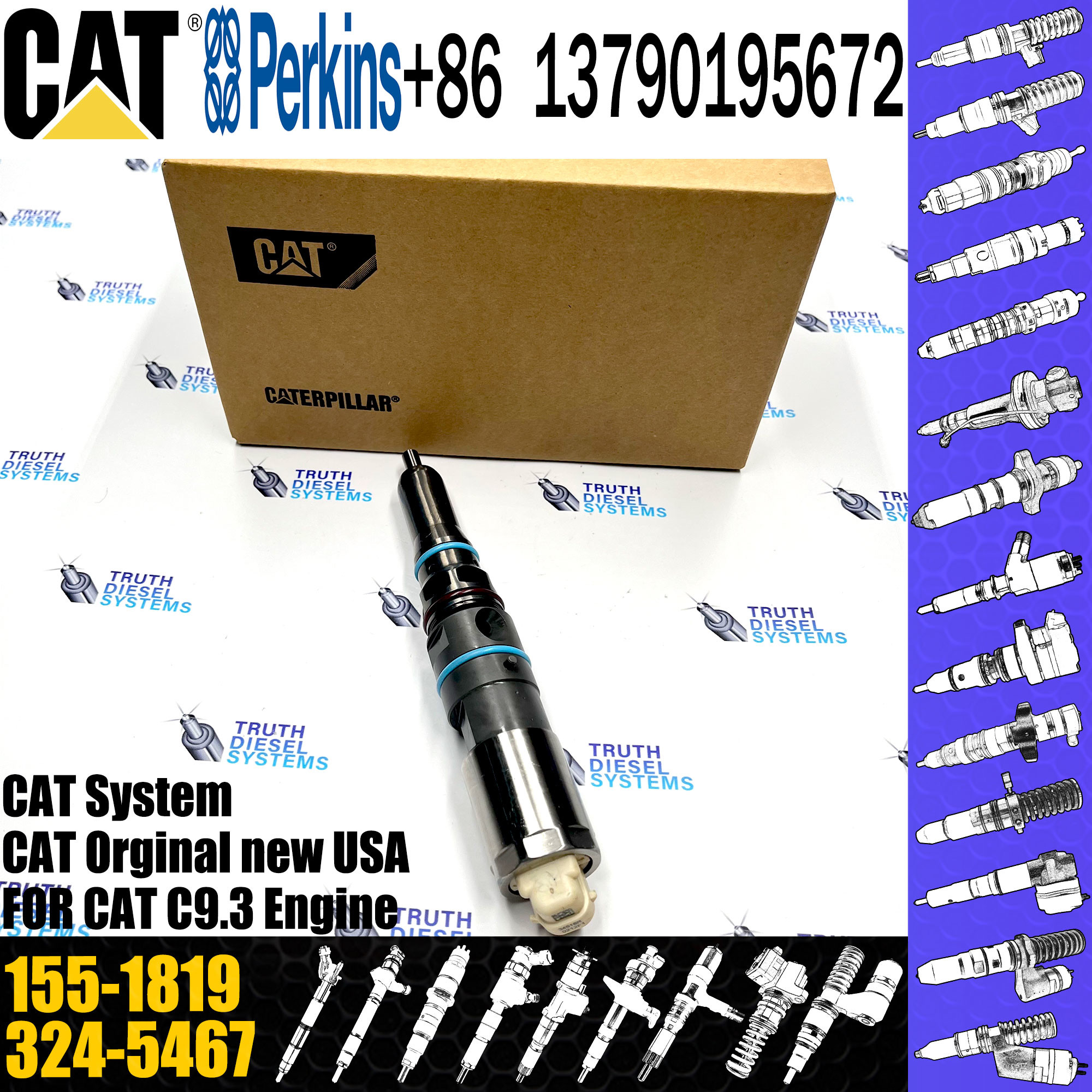 Injector 155-1819 324-5467 232-1183 364-8024 169-7408 171-9704 C9.3 Diesel Fuel Injector