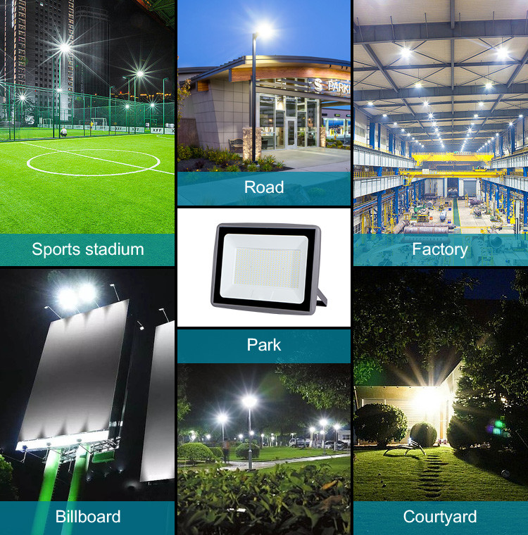 6500K Ra80 Outdoor Waterproof LED Flood Light Aluminum Housing Slim Tempered Glass