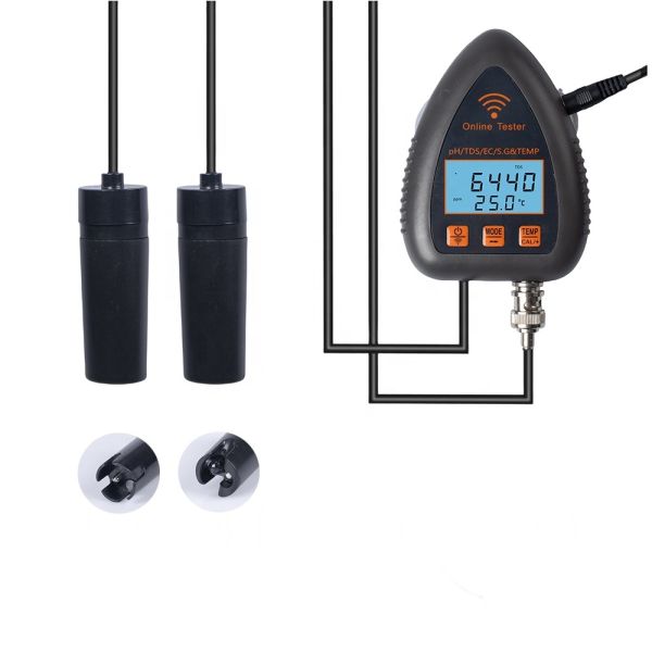 Quality Tuya Smart WiFi Online Monitoring 5 in 1 High Accuracy Digital PH Meter with 0.00-14.00pH and 0-19900PPM Water Quality Tester for sale