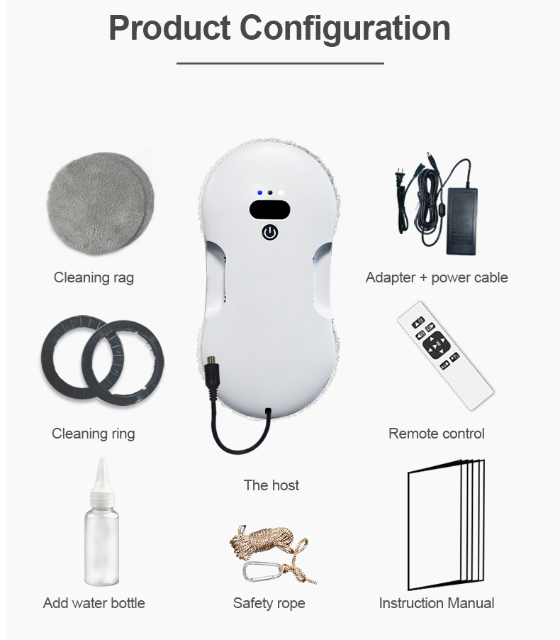 Anti Falling Window Cleaner Robot UPS Safety Rope Indoor Outdoor Glass Cleaning Robot