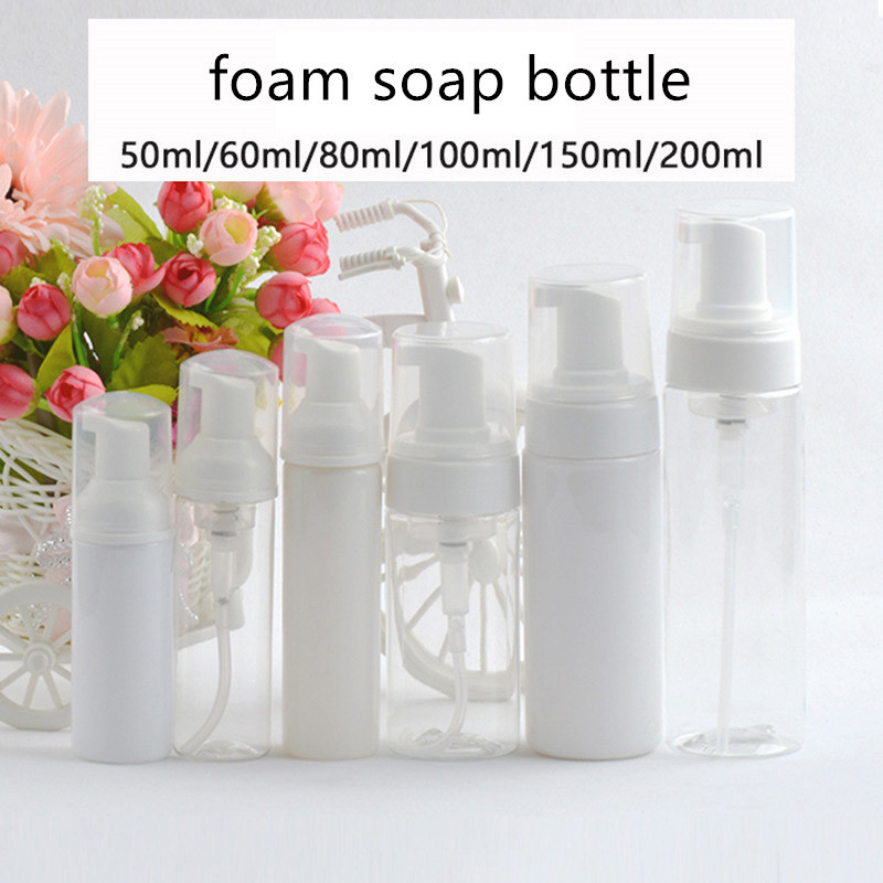 Foam Soap Pump Plastic Cosmetic Bottles Non Spill 50ml 100ml 150ml 200ml