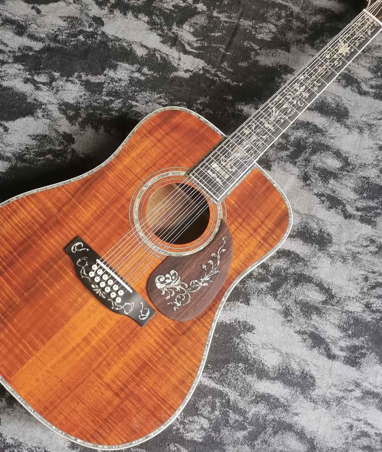41 inch 12 strings full KOA wood D45 series glossy lacquer acoustic wood guitar