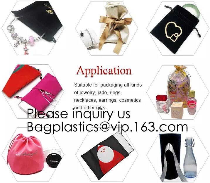 Envelop Red Velvet Christmas Pouch Promotional Red Velvet Packaging Bag For Cosmetic Gift Packaging, For Jewelry, bottle
