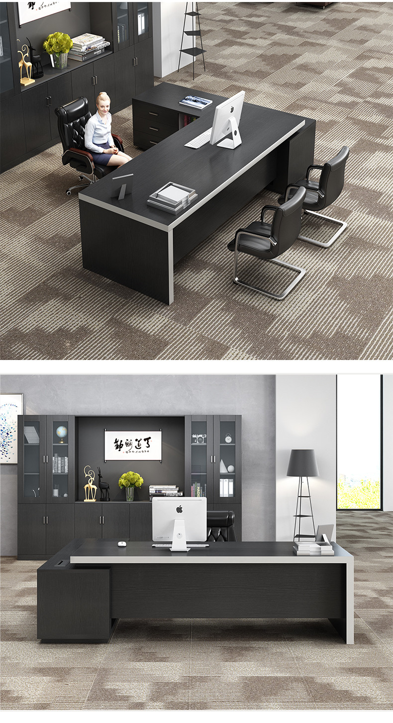 L Shape Executive Office Furniture Desk With Environmental Protection MDF Wood Material