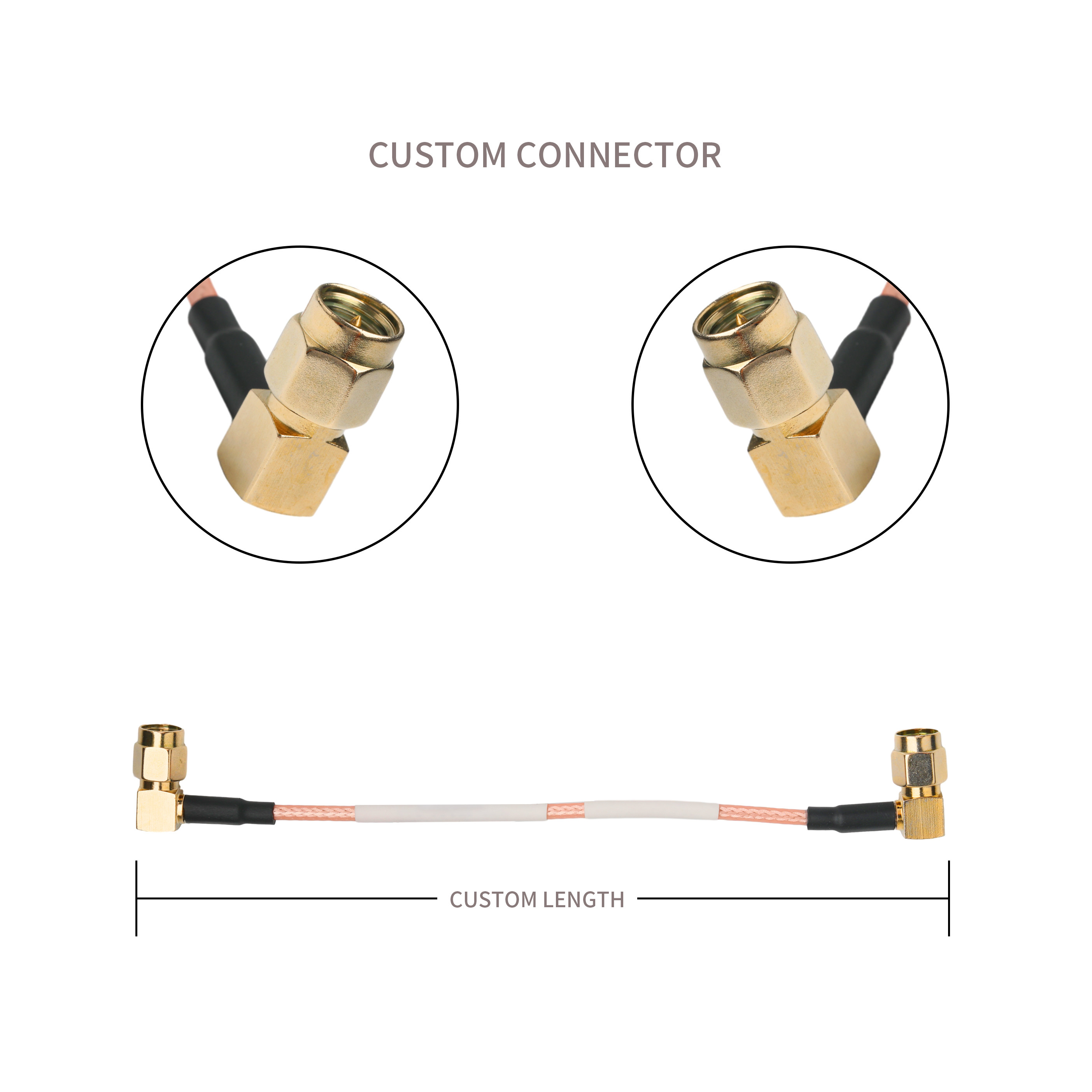 Ip67 Rohs Custom Coax Cable Ra Sma Plug Right Angle Plug Rg316 Oem / Odm