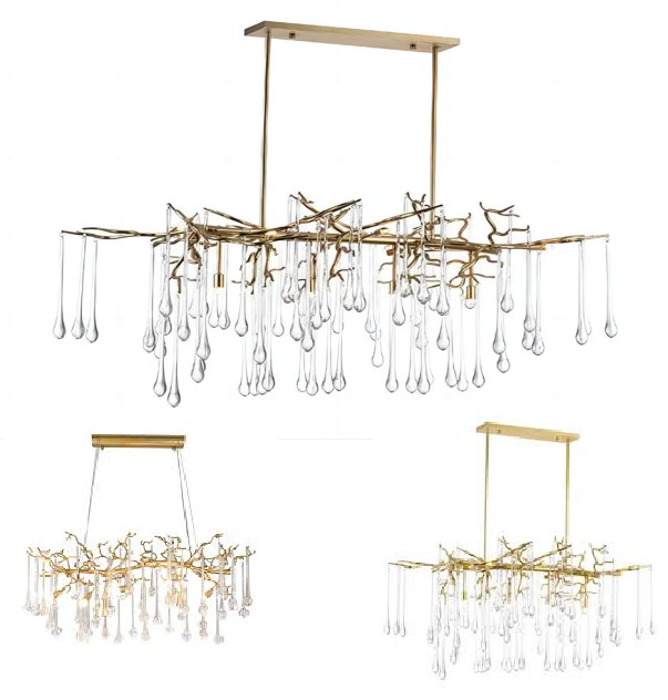 AC110 - 240V 50 / 60Hz Modern Crystal Chandelier Clear Glass Drop Chandelier