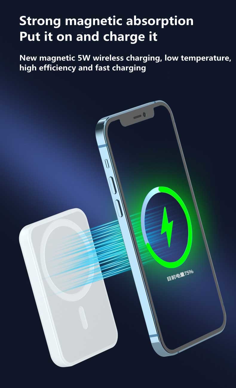 Magnetic Portable 5000mAh Wireless Charging Power Bank For Iphone 13