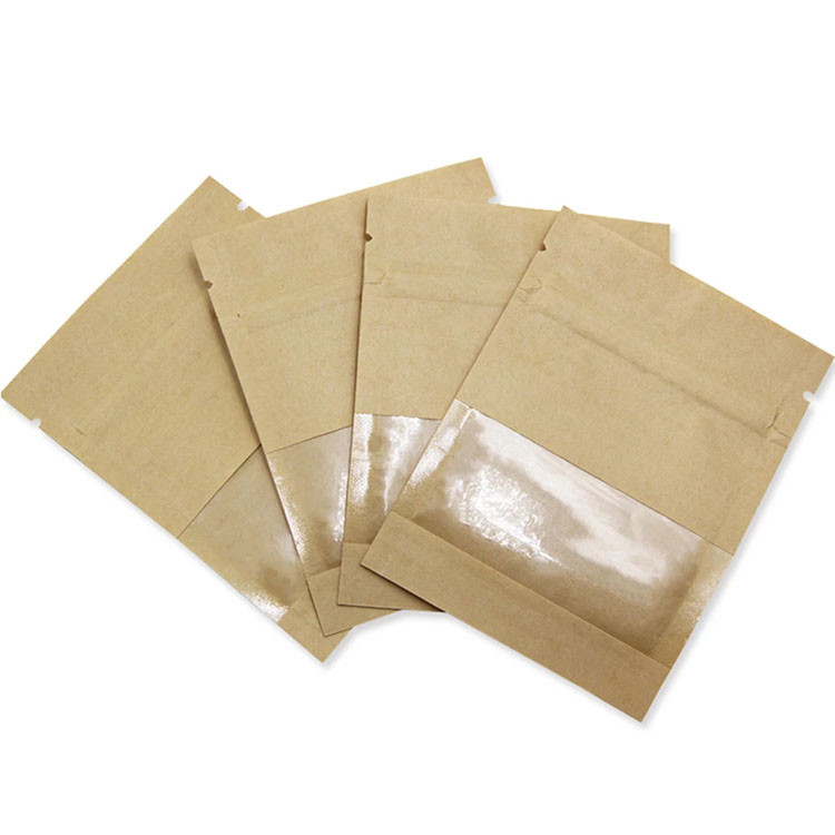 Brown / White Kraft Paper k Bag With Window Food Earring Jewelry Packaging