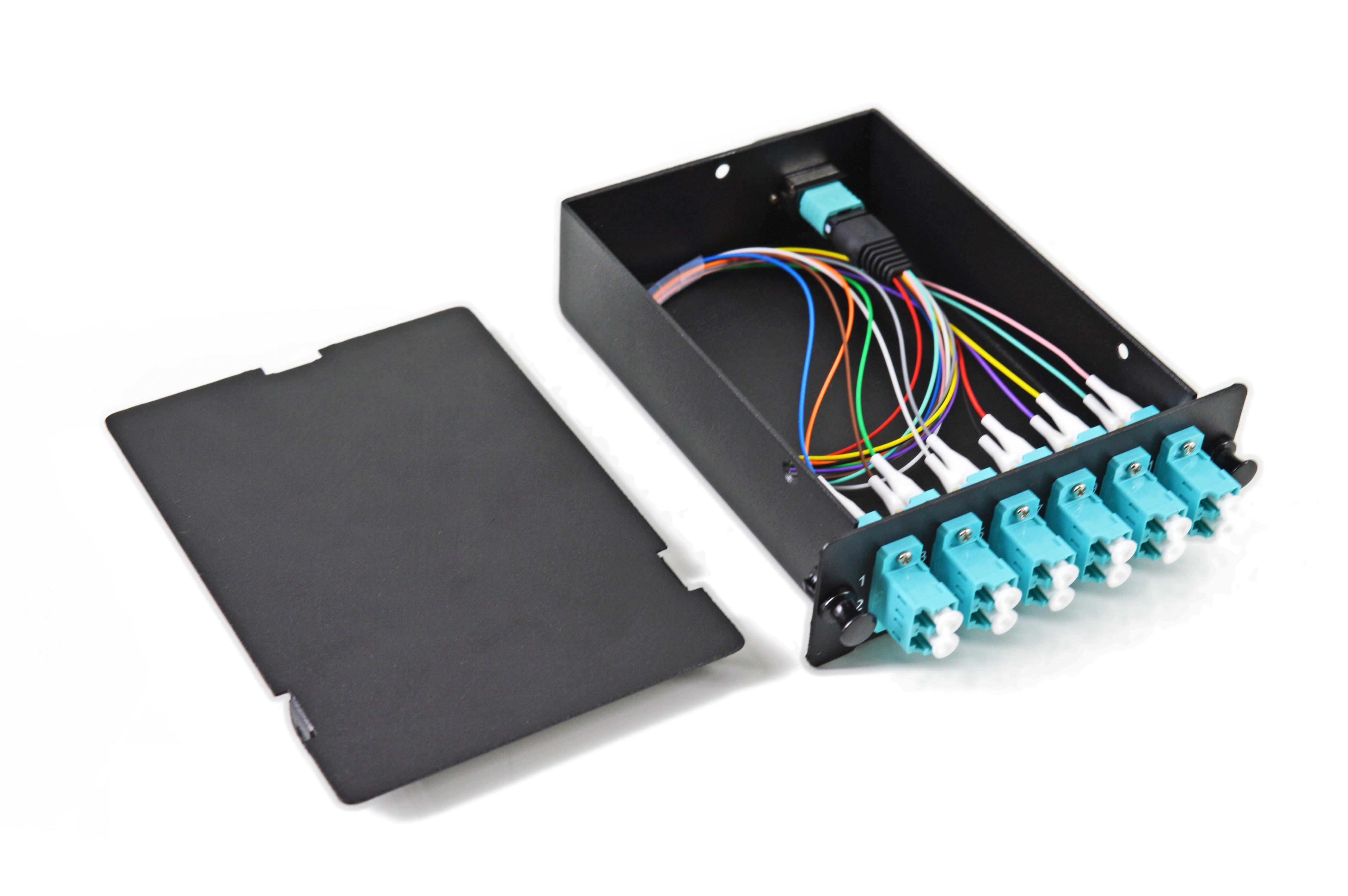 Fiber optic cassette module 12/24 Port multimode 10G OM3 preloaded with MPO MTP to LC fanout cable patch cord