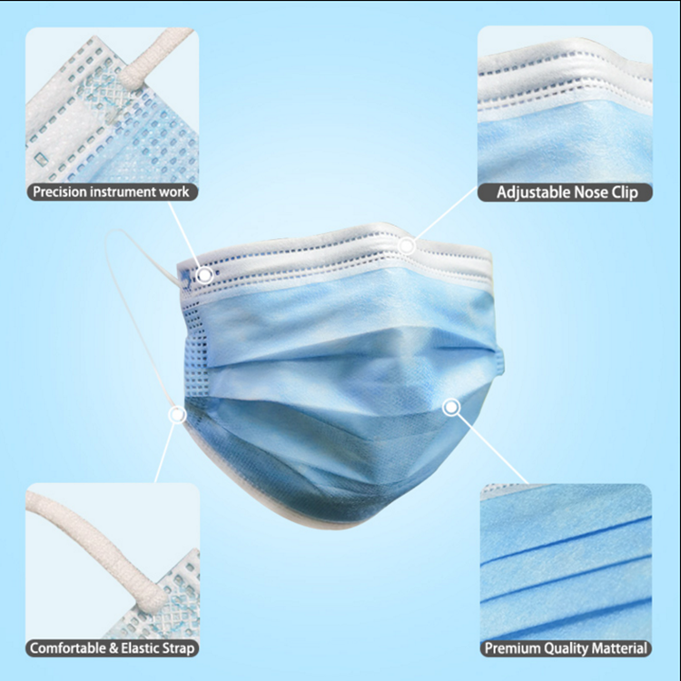 Sterilized Medical Antibacterial Face Mask 3 Layer Surgical Mask Dust Pollution
