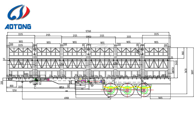 Double Deck 3-axle Steel Animal Transport Storehouse Bars Semi Trailer Superior Design