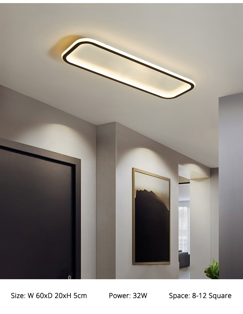 Gold Black Ceiling lights Finished Simple Led For Living Room Bedroom rectangle chandelier(WH-MA-235)