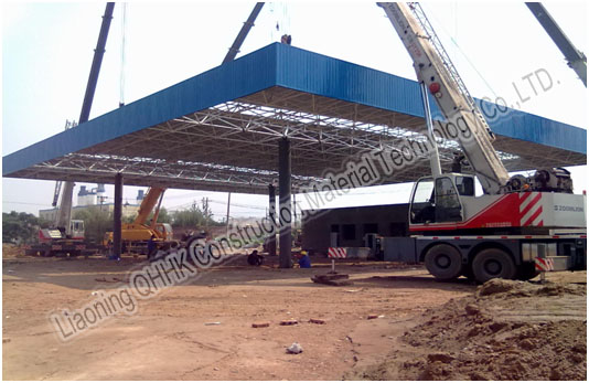 Prefabricated Steel Roof Trusses Shed Building Space Frame Petrol Station Design