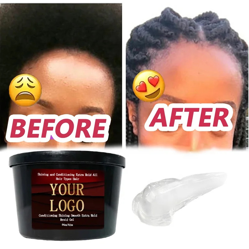 64oz Braid Gel for Braid Twist No Flaking Olive Oil Custom Wholesale Braiding Jam Extra Hold wholesale 4C Hair Edge Control