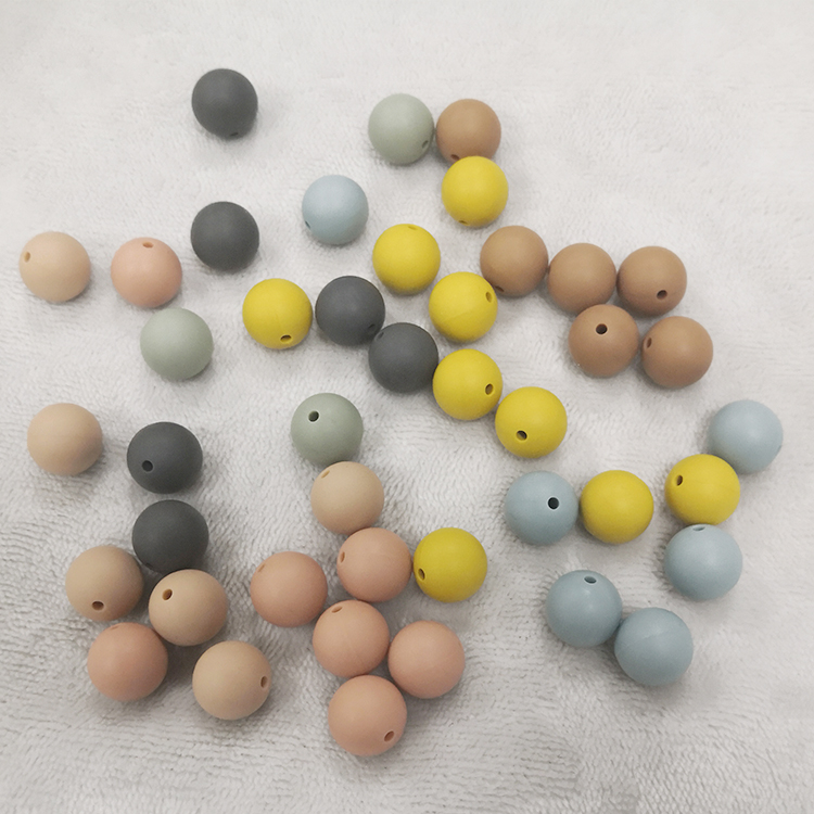 New Color BPA Free Baby Chew Necklace Round Silicone Teething Beads Brown/pink/orange/green/blue or Custom Color DL13-005 CN;GUA