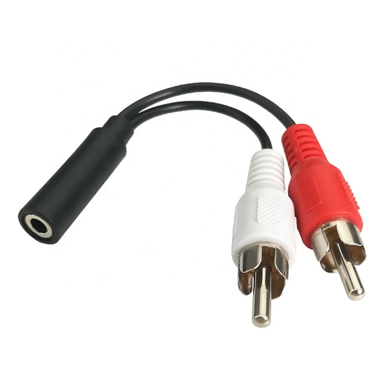 Splitter Female 3.5mm Aux Audio Jack to 2 RCA Male AV Cable for Speaker