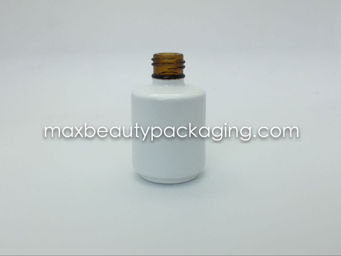 high quality thick and strong powder coating gel bottle 15ml amber matte white bottle round shape nail polish packaging