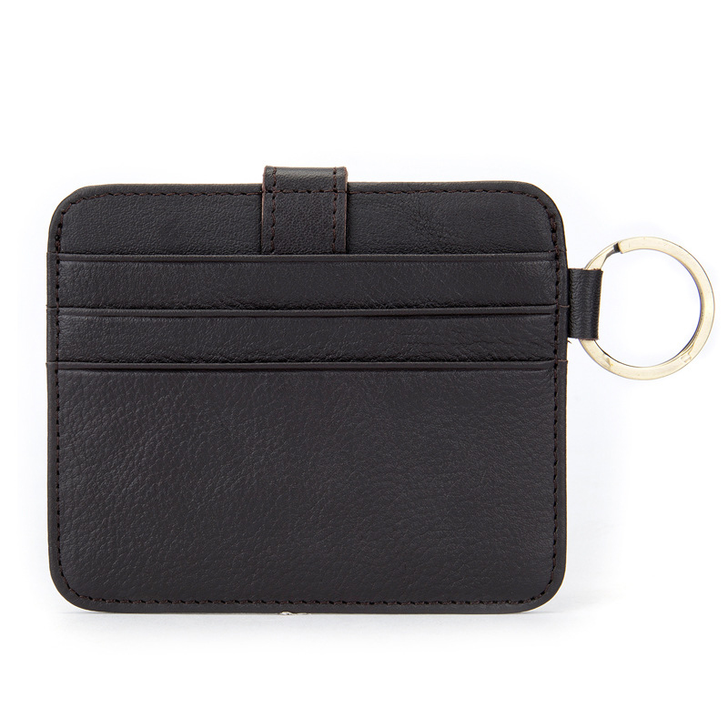 Fashion Cowhide Leather Keychain Wallet Credit Card Holder for Men Women Custom Stitch