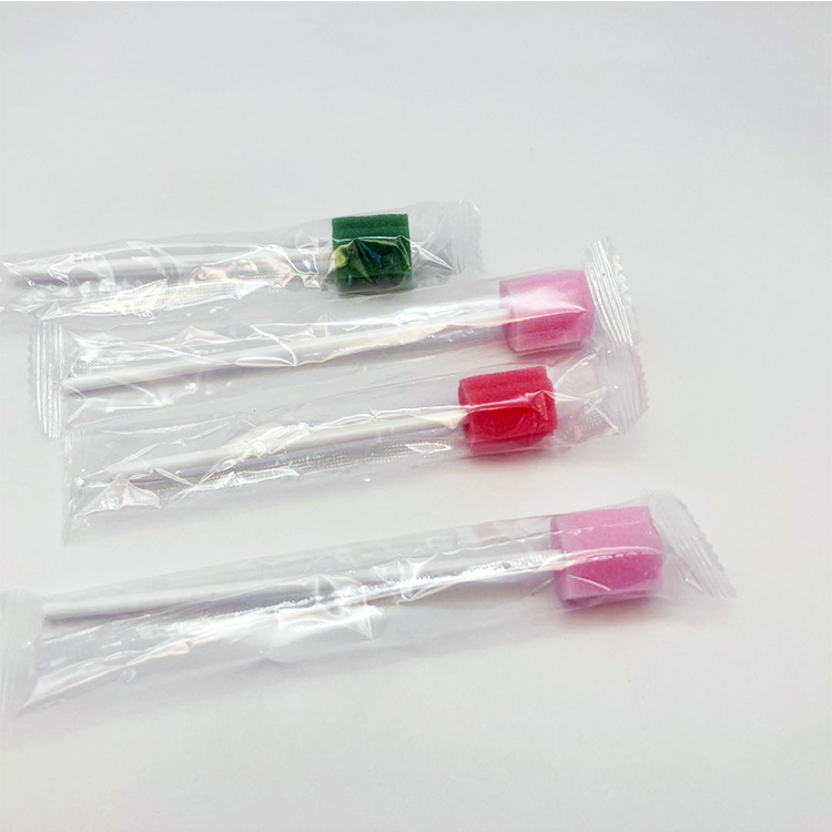 Colorful Dental cleaning Sponge Individually Wraped Dentrifice Flavored Oral Swab Stick with Paper Stick