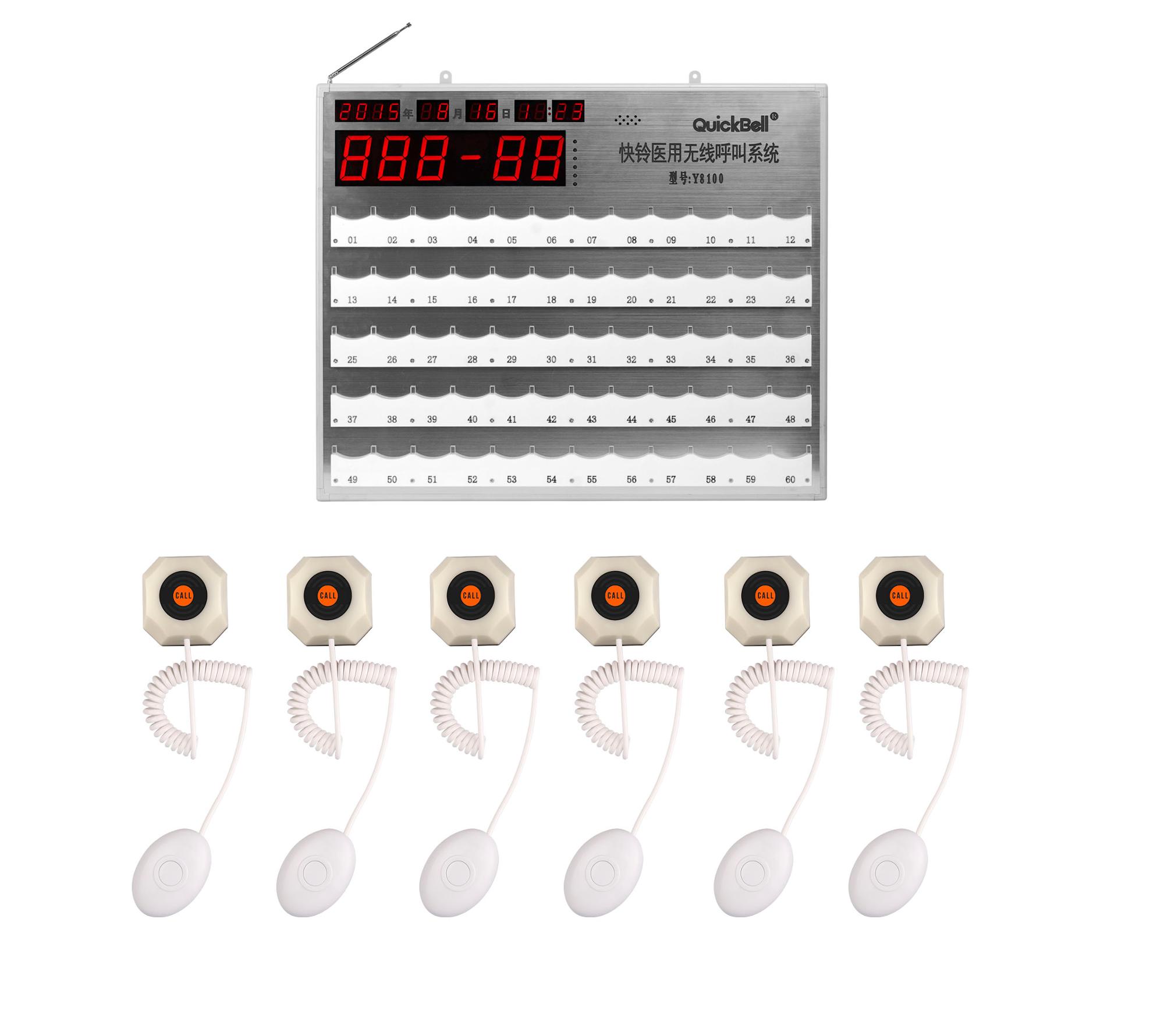 Wireless long range hospital service calling system with digital display screen and voice announcements