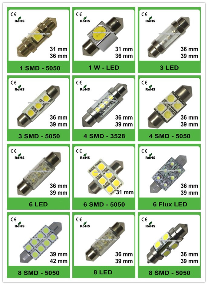 24V Car Replacement Bulbs LED License Plate Light Eco Friendly 5050 41MM Festoon